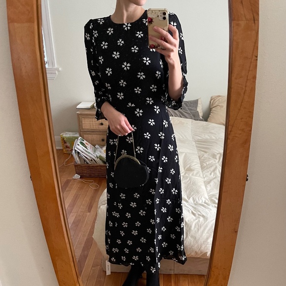 Reformation Carolena Dress Size 2 Black - Picture 2 of 6